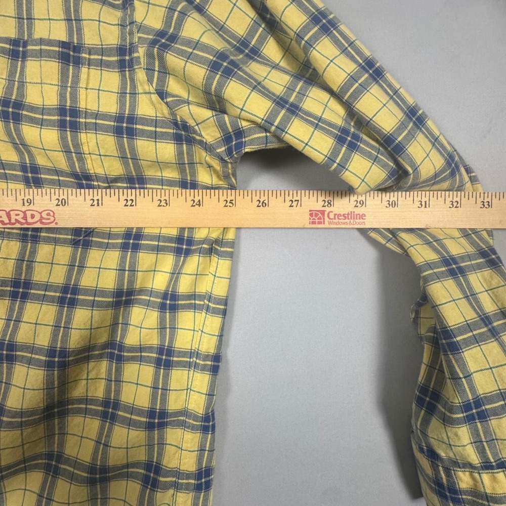 Scott Barber Plaid Shirt Mens‎ Large Yellow Blue Vintage 90s NWOT Cotton Button - Picture 5 of 7